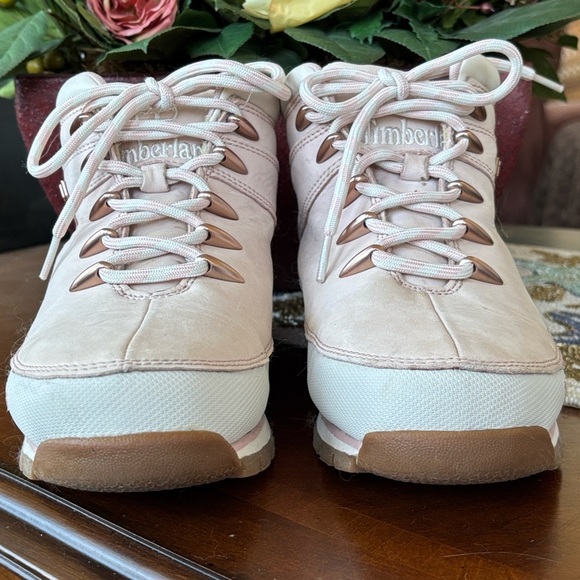 Timberland Euro Hiker Sprint Mid Light Pink Nubuck Leather Women's Boots Lace Up - Picture 12 of 15